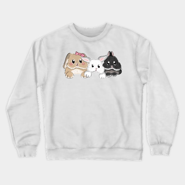 Three Cute Pocket Rabbit Crewneck Sweatshirt by GambarGrace